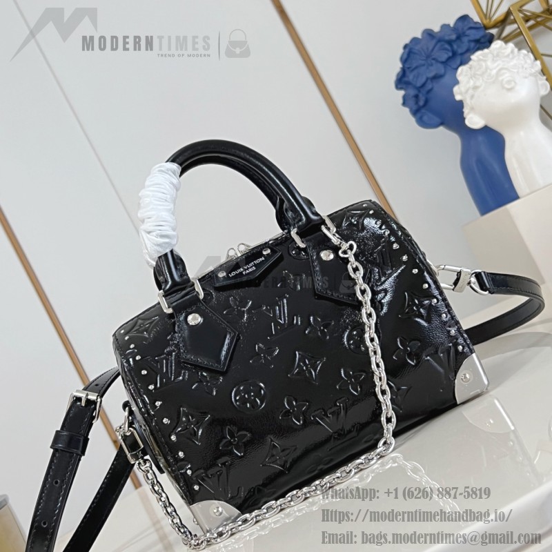 Louis Vuitton Speedy Trunk 20 Handbag in Monogram Saga Rock Style with Leather Details