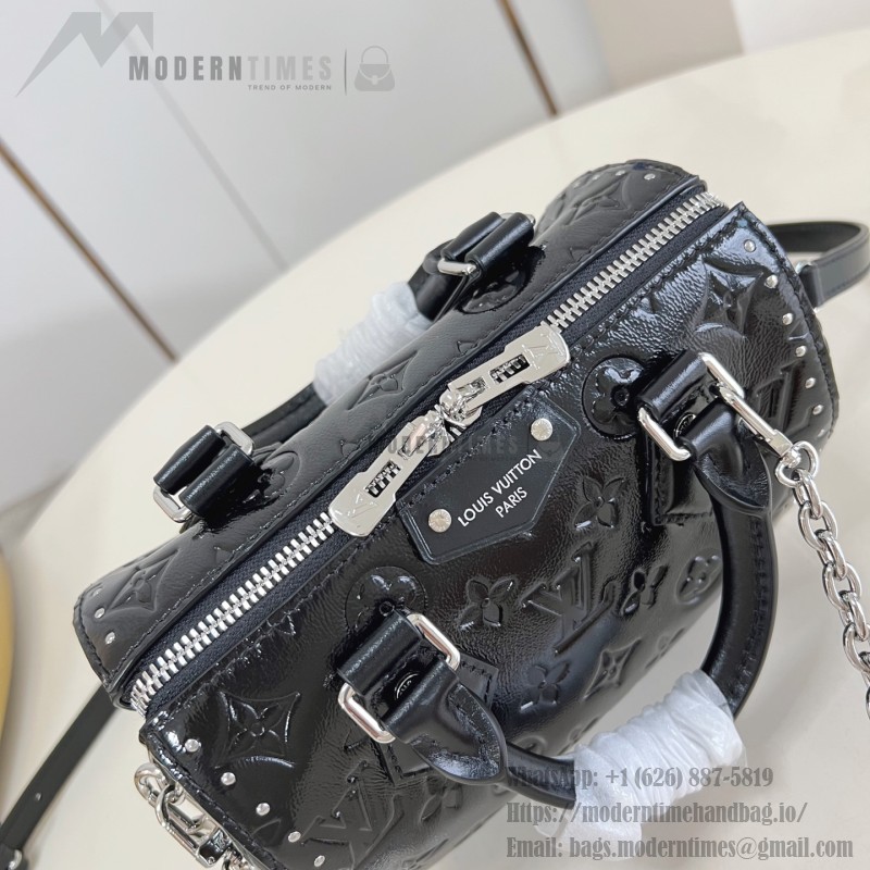 Louis Vuitton Speedy Trunk 20 Handbag in Monogram Saga Rock Style with Leather Details