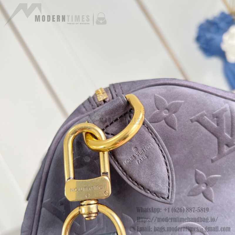 Louis Vuitton Speedy P9 Bandoulière 40 Handbag in Suede Leather with Monogram Floral and Silk Scarf