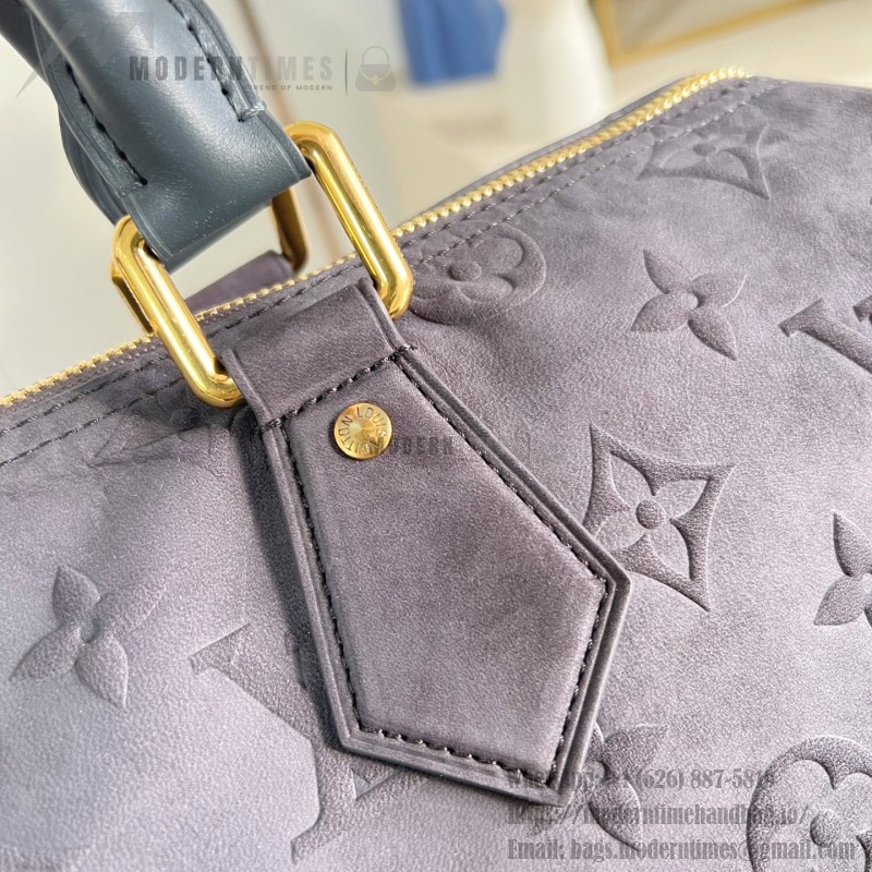 Louis Vuitton Speedy P9 Bandoulière 40 Handbag in Suede Leather with Monogram Floral and Silk Scarf