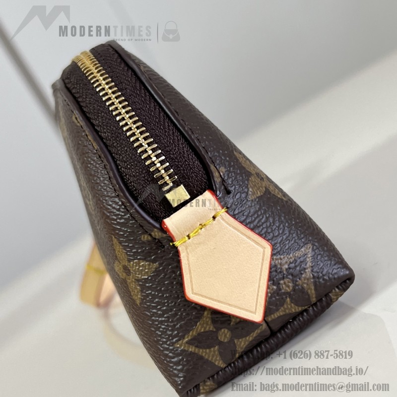 Louis Vuitton Cosmetic Coin Purse Monogram Canvas with Leather Trim