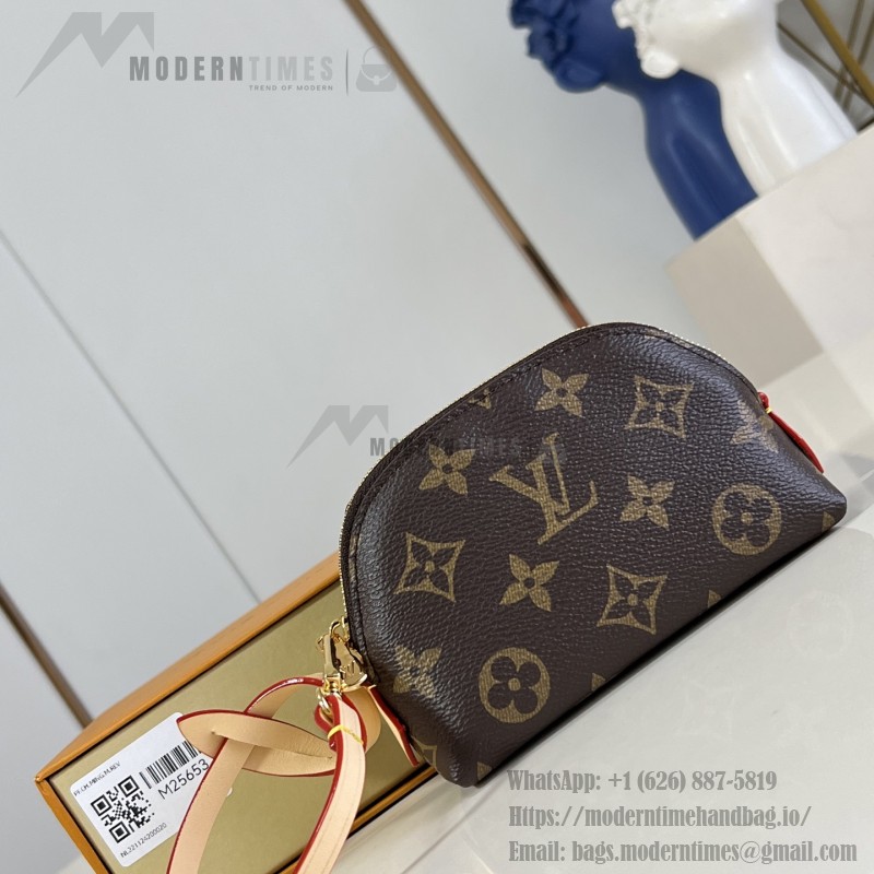 Louis Vuitton Cosmetic Coin Purse Monogram Canvas with Leather Trim