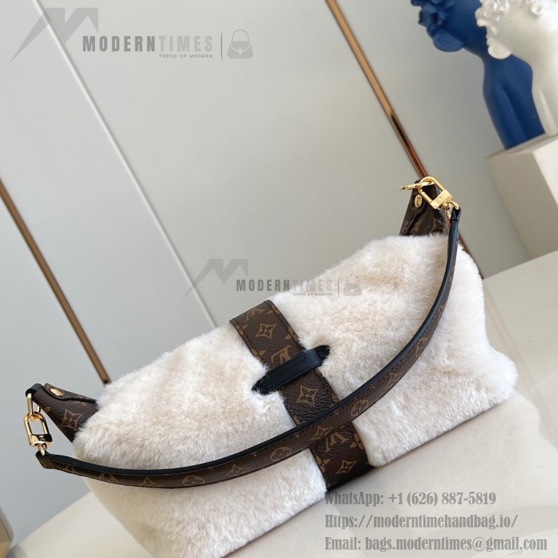 Louis Vuitton Pochette Mia Bag Australian Wool with Monogram Canvas Trim and S-lock Magnetic Closure