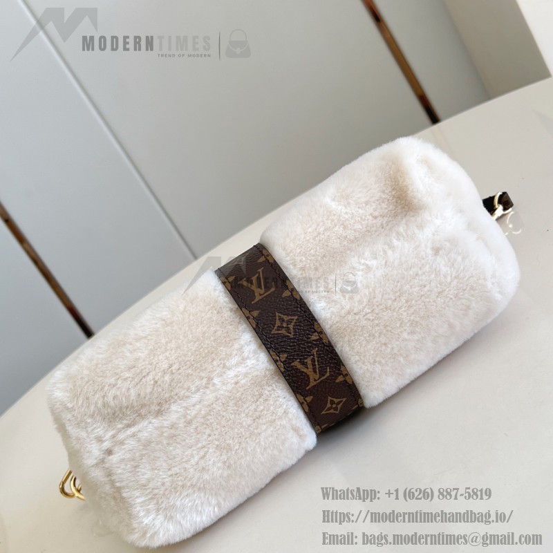 Louis Vuitton Pochette Mia Bag Australian Wool with Monogram Canvas Trim and S-lock Magnetic Closure