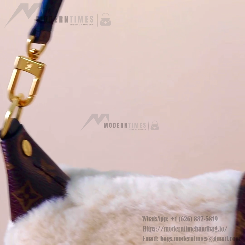 Louis Vuitton Pochette Mia Bag Australian Wool with Monogram Canvas Trim and S-lock Magnetic Closure