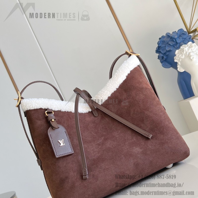 Louis Vuitton LV Ski CarryAll Small Handbag - Chocolate Suede Calf Leather