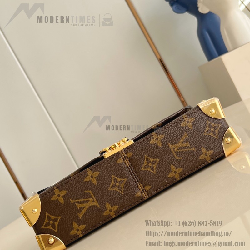 Louis Vuitton East West Trunkie M27266 Monogram Bag with White/Black Chain, Leather Lock and S-lock