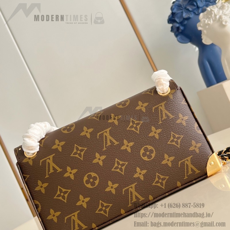Louis Vuitton East West Trunkie M27266 Monogram Bag with White/Black Chain, Leather Lock and S-lock