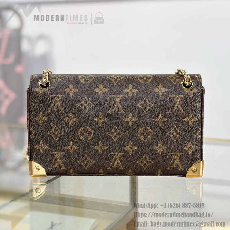 Louis Vuitton East West Trunkie M27266 Monogram Bag with White/Black Chain, Leather Lock and S-lock
