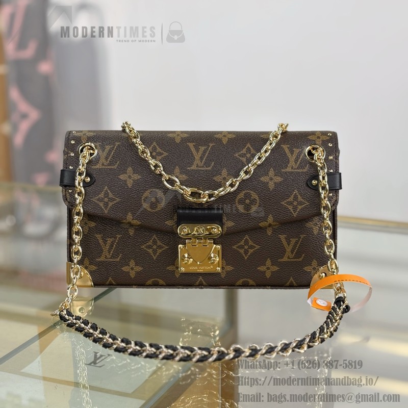 Louis Vuitton East West Trunkie M27266 Monogram Bag with White/Black Chain, Leather Lock and S-lock