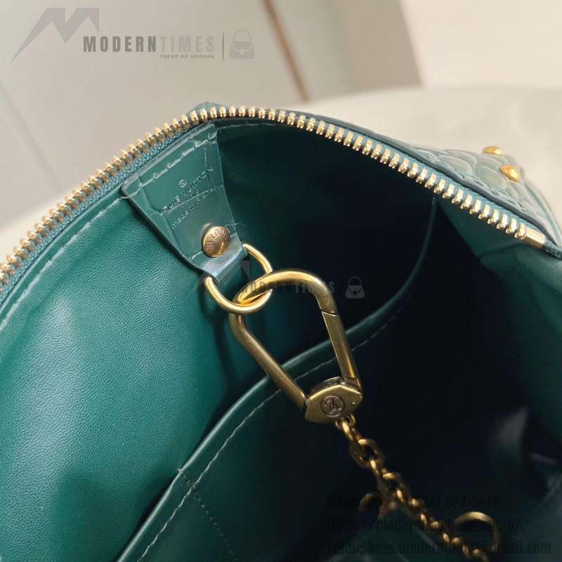 Louis Vuitton Speedy P9 Bandoulière 30 Monogram Leather M14064 Green Croc Studs Bag