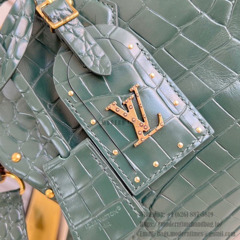 Louis Vuitton Speedy P9 Bandoulière 30 Monogram Leather M14064 Green Croc Studs Bag