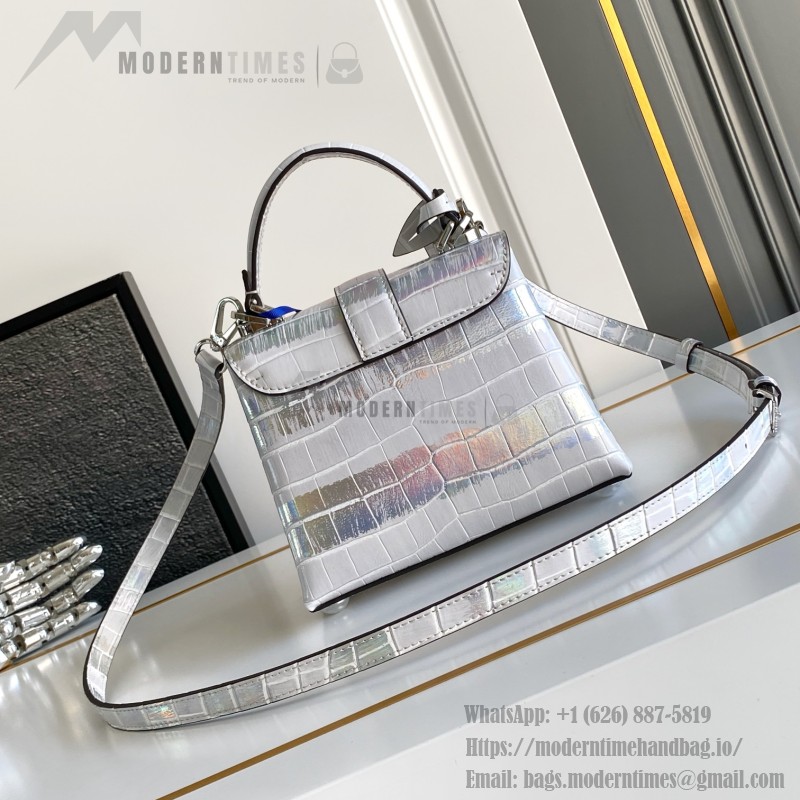Louis Vuitton aurora silver dynamic chip leather bag M84713 M84714