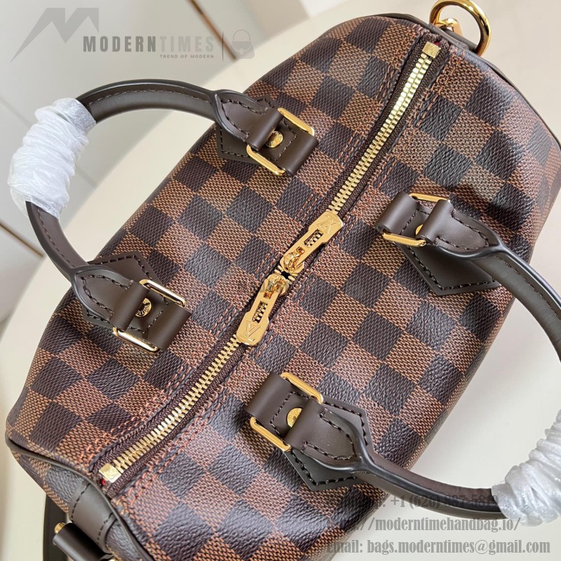 Louis Vuitton Speedy Bandoulière 25 Handbag with Damier Ebene Canvas and Leather Handle