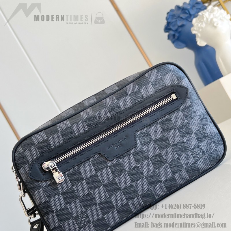 Louis Vuitton Pochette Kasai Storage Pouch with Damier Graphite Canvas and Zip Pocket