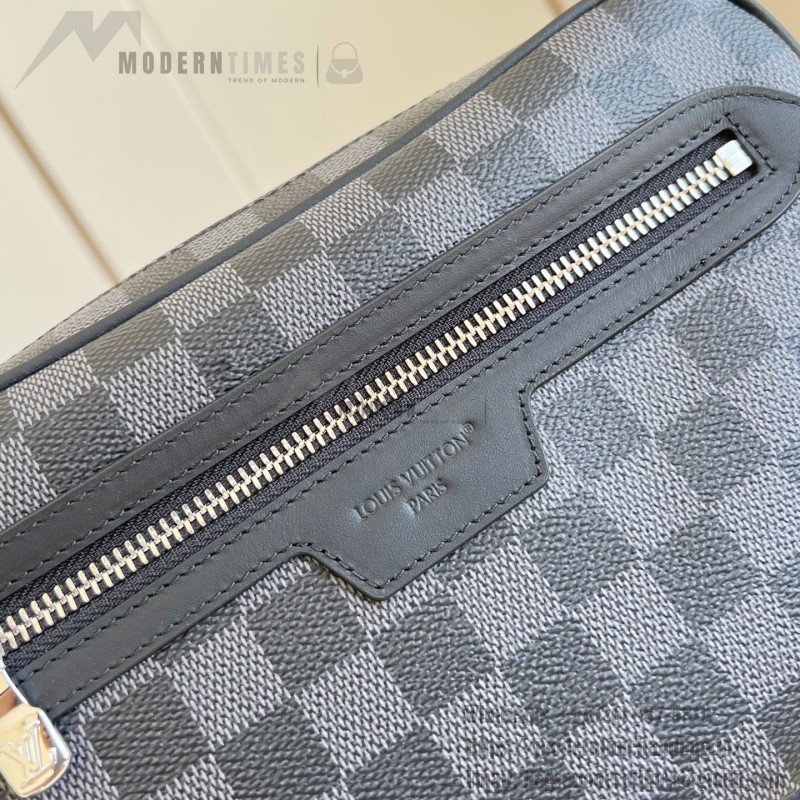 Louis Vuitton Pochette Kasai Storage Pouch with Damier Graphite Canvas and Zip Pocket