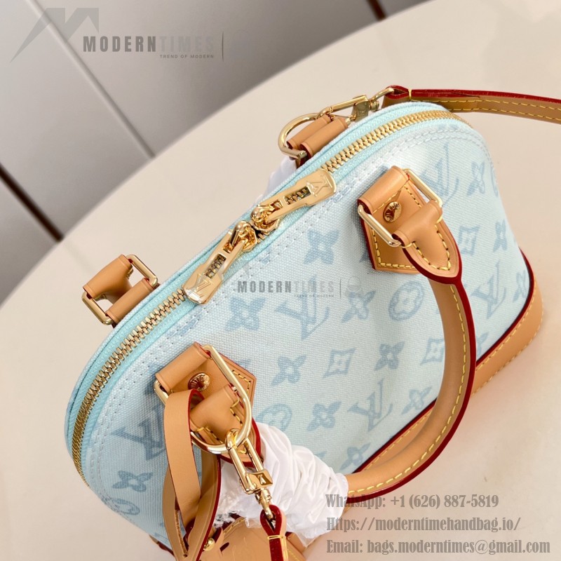 Louis Vuitton Alma BB Handbag with Damier Ebene Canvas and Toron Leather Handles