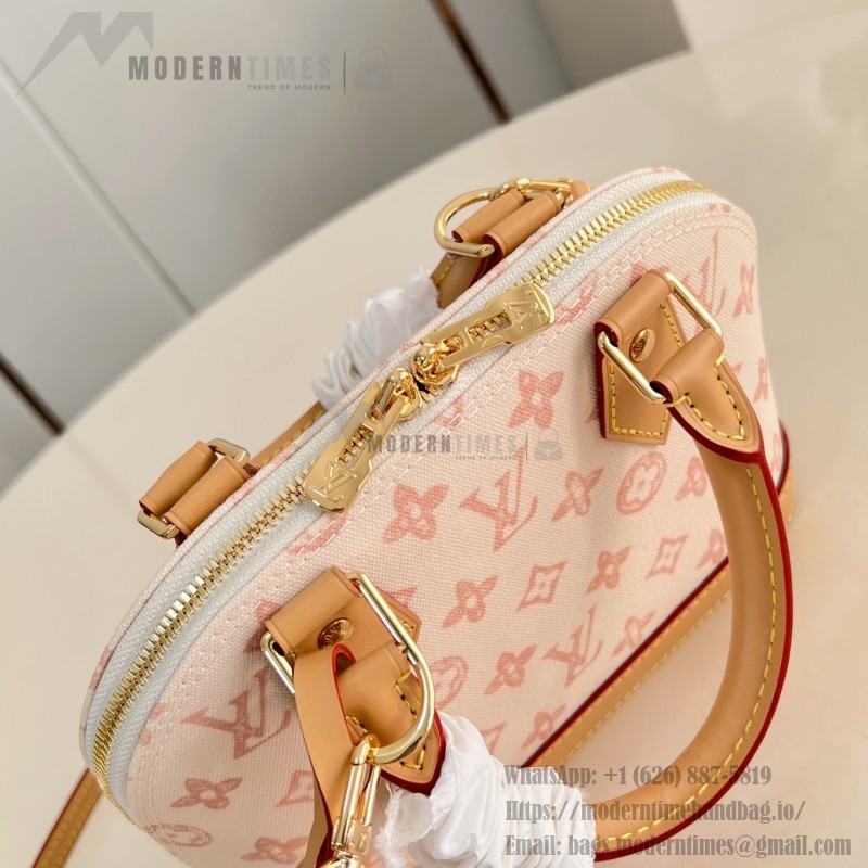 Louis Vuitton Alma BB Handbag with Damier Ebene Canvas and Toron Leather Handles