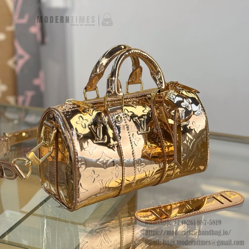 Louis Vuitton KEEPALL BANDOULIÈRE 25 M26903 Silver Gold Replica Handbag