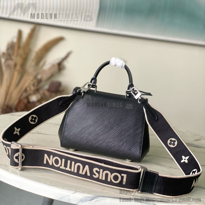 Louis Vuitton Cluny Mini M14435 black Epi leather handbag with jacquard strap