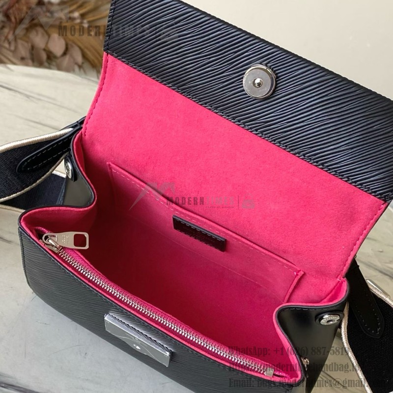 Louis Vuitton Cluny Mini M14435 black Epi leather handbag with jacquard strap