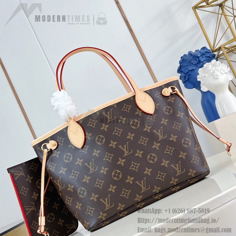 Louis Vuitton M41001 Neverfull Small Tote in Monogram Canvas with Steel Hardware