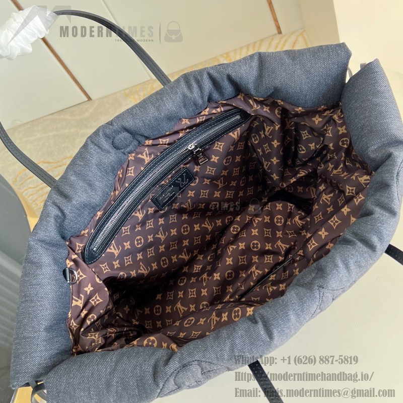 Louis Vuitton M26364 Neverfull Inside Out MM Black Jeans Puffygram nylon tote