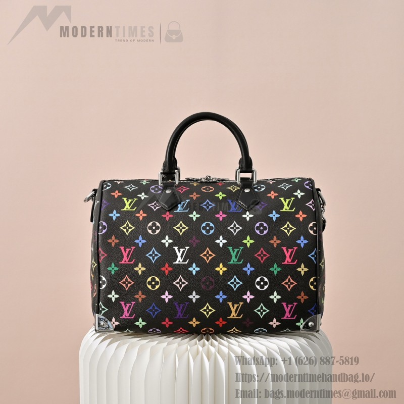 Louis Vuitton x Takashi Murakami X TM Speedy Soft 30 M13257 Black Multi Handbag