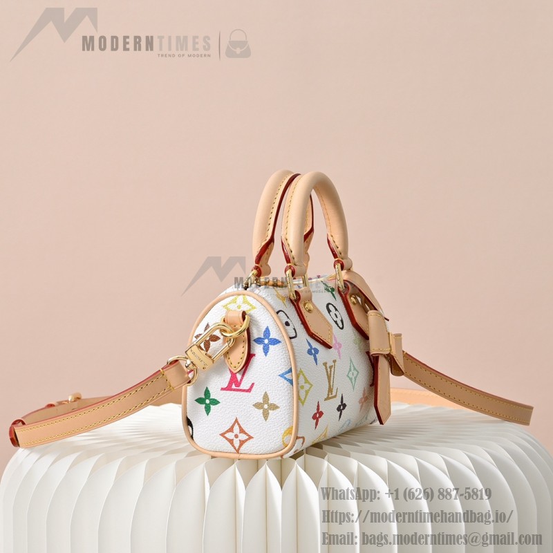 Louis Vuitton Nano Speedy M13391 White Multicolor Handbag – Mini Monogram Canvas