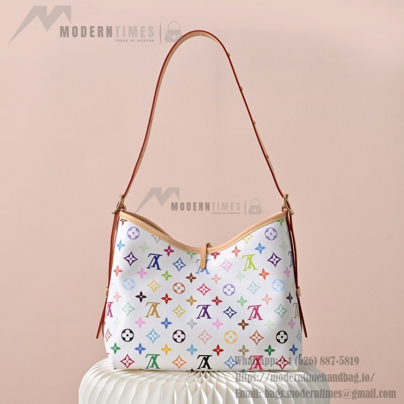 Louis Vuitton CarryAll M13661 White Multicolor Handbag – Monogram Canvas with Leather Trim