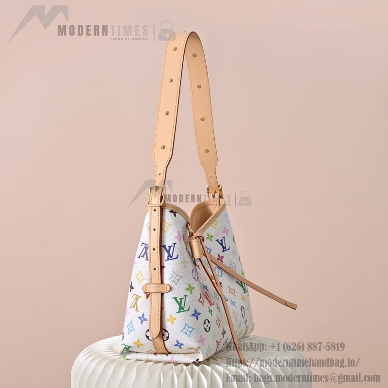 Louis Vuitton CarryAll M13661 White Multicolor Handbag – Monogram Canvas with Leather Trim