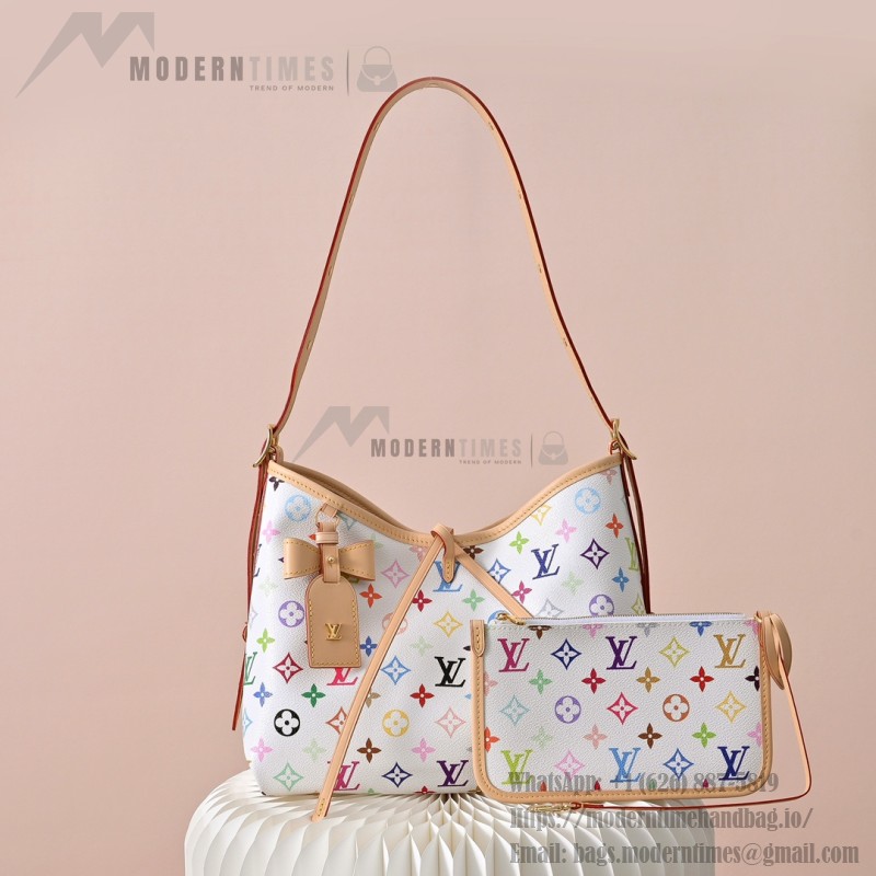 Louis Vuitton CarryAll M13661 White Multicolor Handbag – Monogram Canvas with Leather Trim