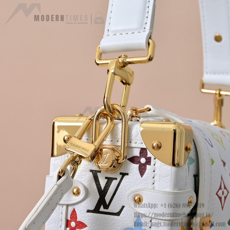 Louis Vuitton Side Trunk Medium Handbag M14046 White Takashi Murakami