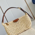 Louis Vuitton Hills Pochette M14304 Raffia and Leather Clutch