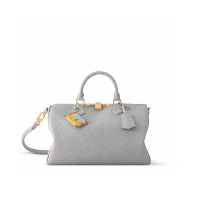 Louis Vuitton - Speedy Soft 30 Handbag in Grey Minigram Bold Embossed Leather M25670