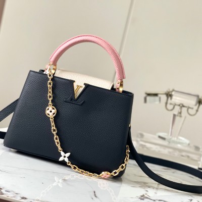 Louis Vuitton - Capucines BB Black/White High-End Custom Taurillon Calfskin Handbag M20844 M20845