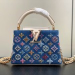 Louis Vuitton Capucines Mini Handbag Blue Denim M12947