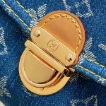 Louis Vuitton M95216 Pink Purple & Denim Blue Vintage Denim Baguette Bag