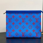 Louis Vuitton Pochette Voyage Blue M14692 Monogram Glow Coated Canvas Clutch Bag