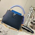 Louis Vuitton Capucines BB Black and Blue Handbag Custom M20844 M20845