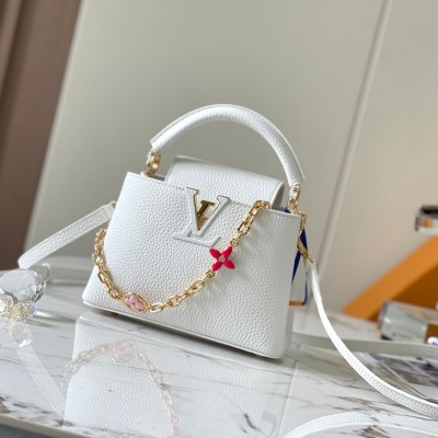 Louis Vuitton - Capucines BB White High-End Custom Taurillon Calfskin Handbag M20844 M20845
