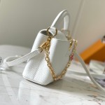 Louis Vuitton Capucines BB White Taurillon Calfskin Handbag with Gold Hardware