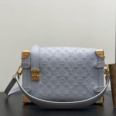 Louis Vuitton - Side Trunk MM Handbag M25602 Gray with Small Pouch Monogram Bold Embossed Calfskin