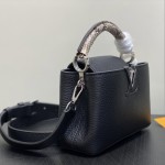Louis Vuitton Capucines Mini N85513 Black Python Leather Handbag