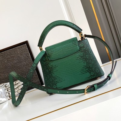 Louis Vuitton - Capucines BB/MM Green Lizard Leather Handbag with Dynamic Chip M98156 / M98177