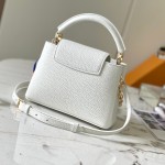 Louis Vuitton Capucines BB White Taurillon Calfskin Handbag with Gold Hardware