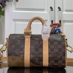 Louis Vuitton Keepall Bandoulière 25 M15428 Nigo Monogram & Damier Patchwork Canvas Bag