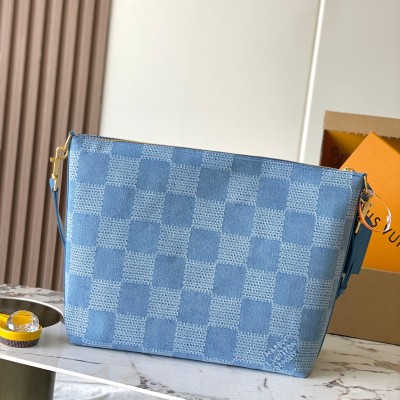 Louis Vuitton - Vagabond Hobo Handbag N00202 Denim Premium MB163c Chip Version with Original Canvas