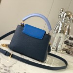 Louis Vuitton Capucines BB Black and Blue Handbag Custom M20844 M20845