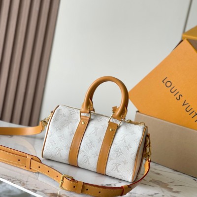 Louis Vuitton - Keepall Bandoulière 25 Handbag M15706 White Premium MB163c Chip Version with Original Leather